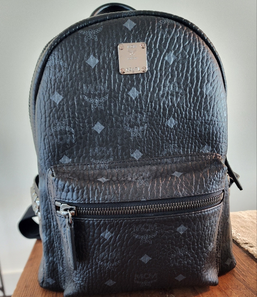 MCM Visetos Small Side Stud Backpack Black
